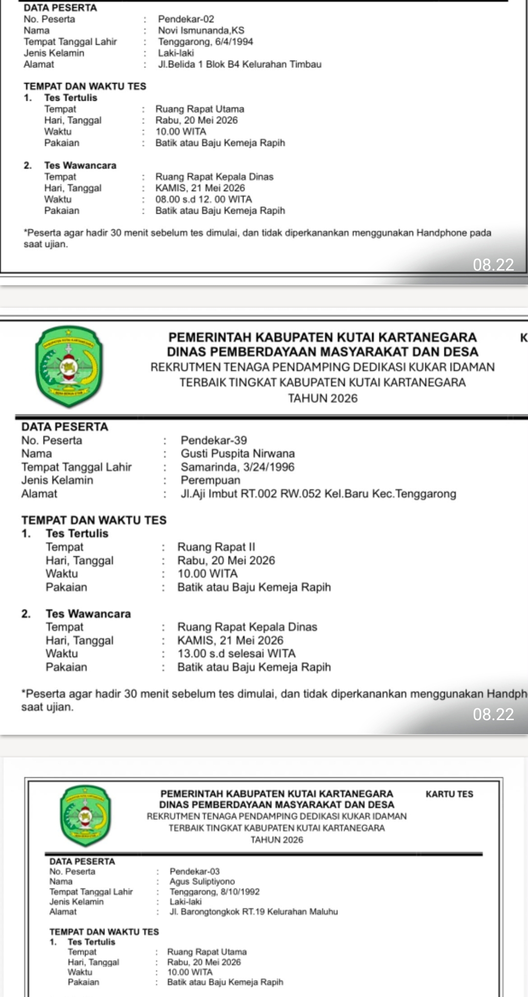 Bukti data peserta seleksi yang lolos dibawah 30 tahun